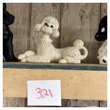 Reclining White Ceramic Poodle Figurine
