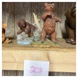 Wildlife Bear Figurines Woodland Scene with Fishin