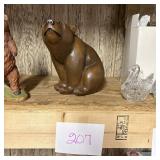 Brown Seated Bear Figurine Sculpture
