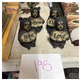 Set of 4 Black Bear Figurines with Inspirational S