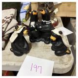 Black Bear Wedding and Family Figurines Set