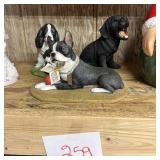 Boston Terrier Dog Figurine with Collar, 'LOVE' Ta