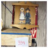 Hand-Painted Folk Art Wooden Wall Plaque with Boy