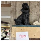 Black Sitting Poodle Dog Figurine