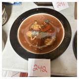 Vintage-Style Decorative Plate with Pumpkin Carvin