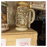 Decorative Ceramic Beer Stein with Gold Miner Scen