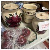 Apple-Themed Ceramic Canisters, Stacking Bowls, De