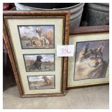 Framed Triple Labrador Retriever and Duck Wildlife