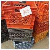 Stack of Three Multi-Color Plastic Utility Crates