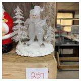 Frosted Clear Snowman Skiing Christmas Figurine wi