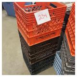 Stack of Three Used Plastic Dairy Milk Crates: Ora