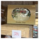 Christmas Holly & Berry Wooden Serving Tray in Box
