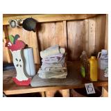 Apple paper towel holder, rags