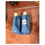 Blue plastic water containers