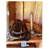 Antique metal clamps, tools