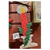 Vintage melted plastic popcorn Christmas wall deco