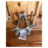 Weider dumbbell handles, Antique hog hide scrapers