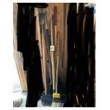 Garden tools, shovels, spade, broom