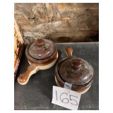 Vintage brown drip glaze stoneware soup crocks