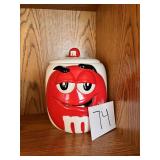 Red M&M 2003 Galarie ceramic cookie jar white