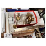 Vintage brass light fixture parts, Jewelry dish