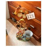 Metal dog statue Garden plant stand