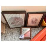 Wooden frames, vintage prints bunnies