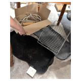 Plastic floor shoe mats, Extenion cords, Metal cub