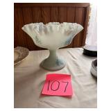 Vintage Fenton glass art blue satin floral