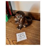 vintage ceramic planter brown basset hound dog