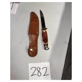 Hunting knife and leather sheath