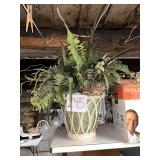 Artificial plant Boston fern white metal wire pla