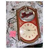 Vintage Stroh's beer lighted wall clock 1980s