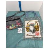 VTG Kitten sewing tote bag and flamingo purse