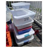 One stack of totes with lids