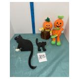 Halloween black wooden cats decorations lot