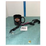 Harley Davidson mug and lanyard