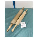 2 wooden rolling pins
