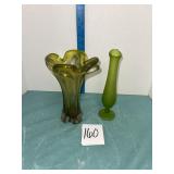 MCM satin swung bud vase Murano style glass vase