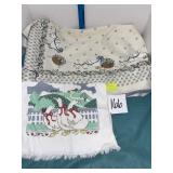 VTG Country goose blue ribbon tablecloth