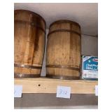 Pair of Vintage Wooden Barrels with Rusted Metal B