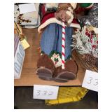 Cowboy Santa Claus Plush Figure with Reindeer and