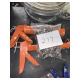 Lot of Two Used Orange Caulking Guns with Multiple