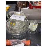 Mixed Lot Clear Glass Nesting Bowls, Lidded Dishes