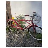 Sears Red Cruiser Bicycle with Front Basket and He