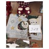 Woven Christmas Snowman Snowflake Decorative Fabri