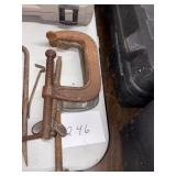 Lot of Rusted S STANDARD C-Clamp and Assorted Meta