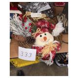 Christmas Snowman Wreath with 'Let It Snow' Sign
