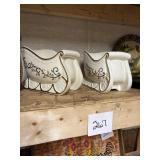 Pair of Ceramic Decorative Holiday Sleighs