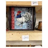 Rooster Motif Decorative Wall Clock Tray